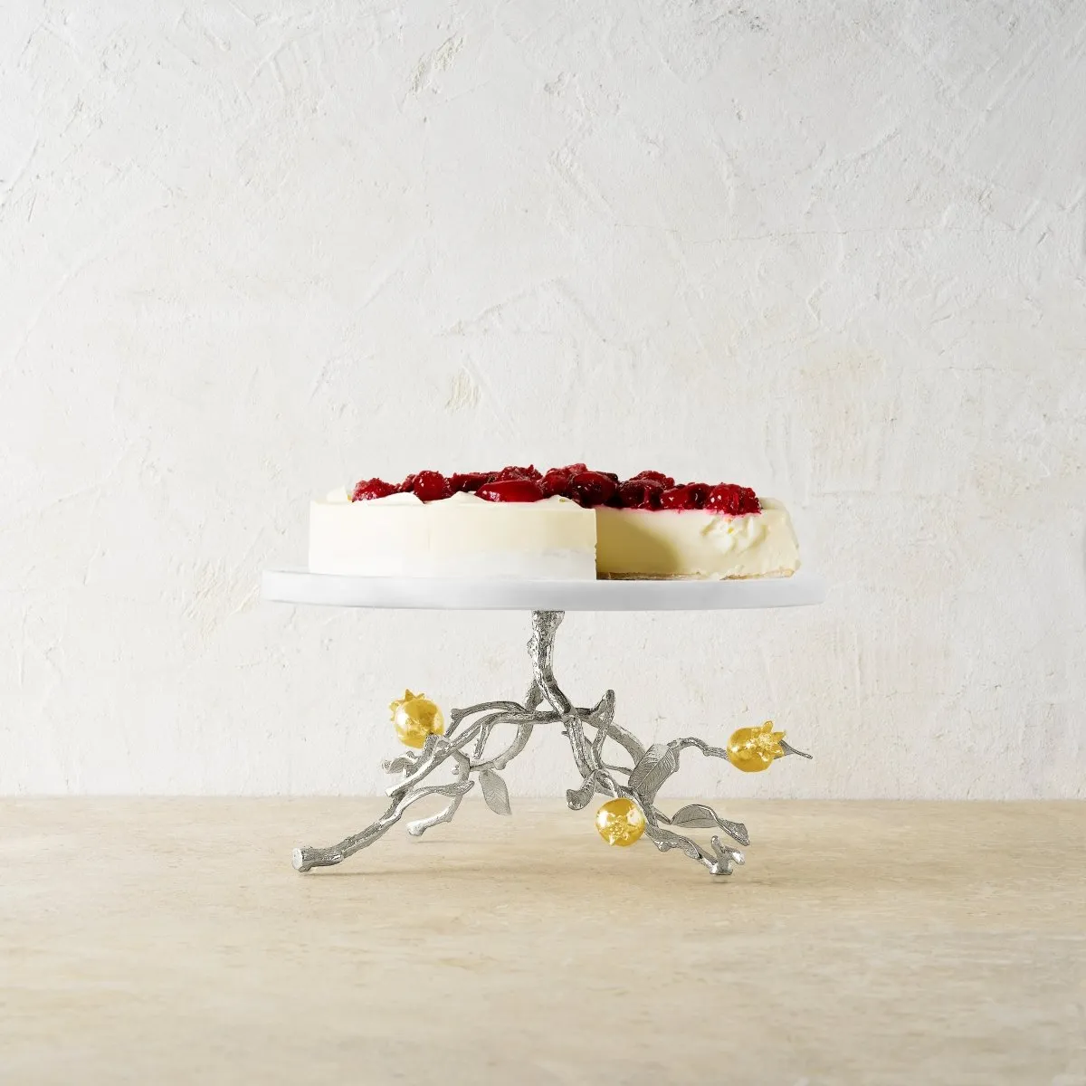 Pomegranate Silver & Gold Cake Stand