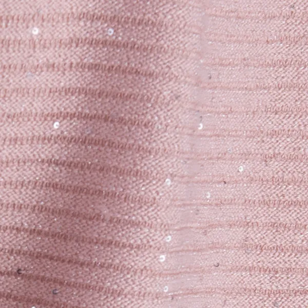 Rib Silk Sequin Cardigan in Pink