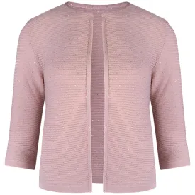 Rib Silk Sequin Cardigan in Pink