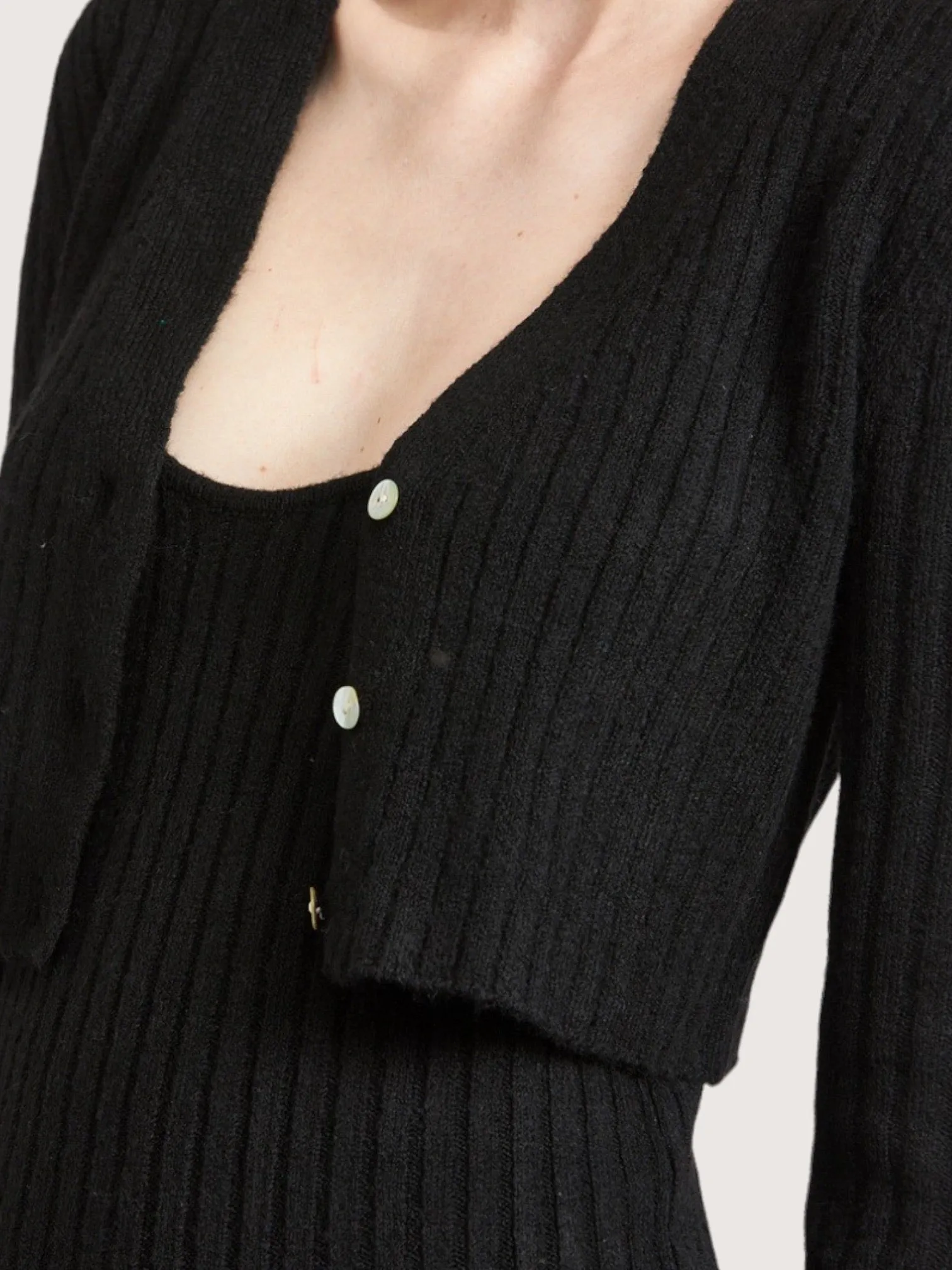 Ribbed Knit Cardigan | Black