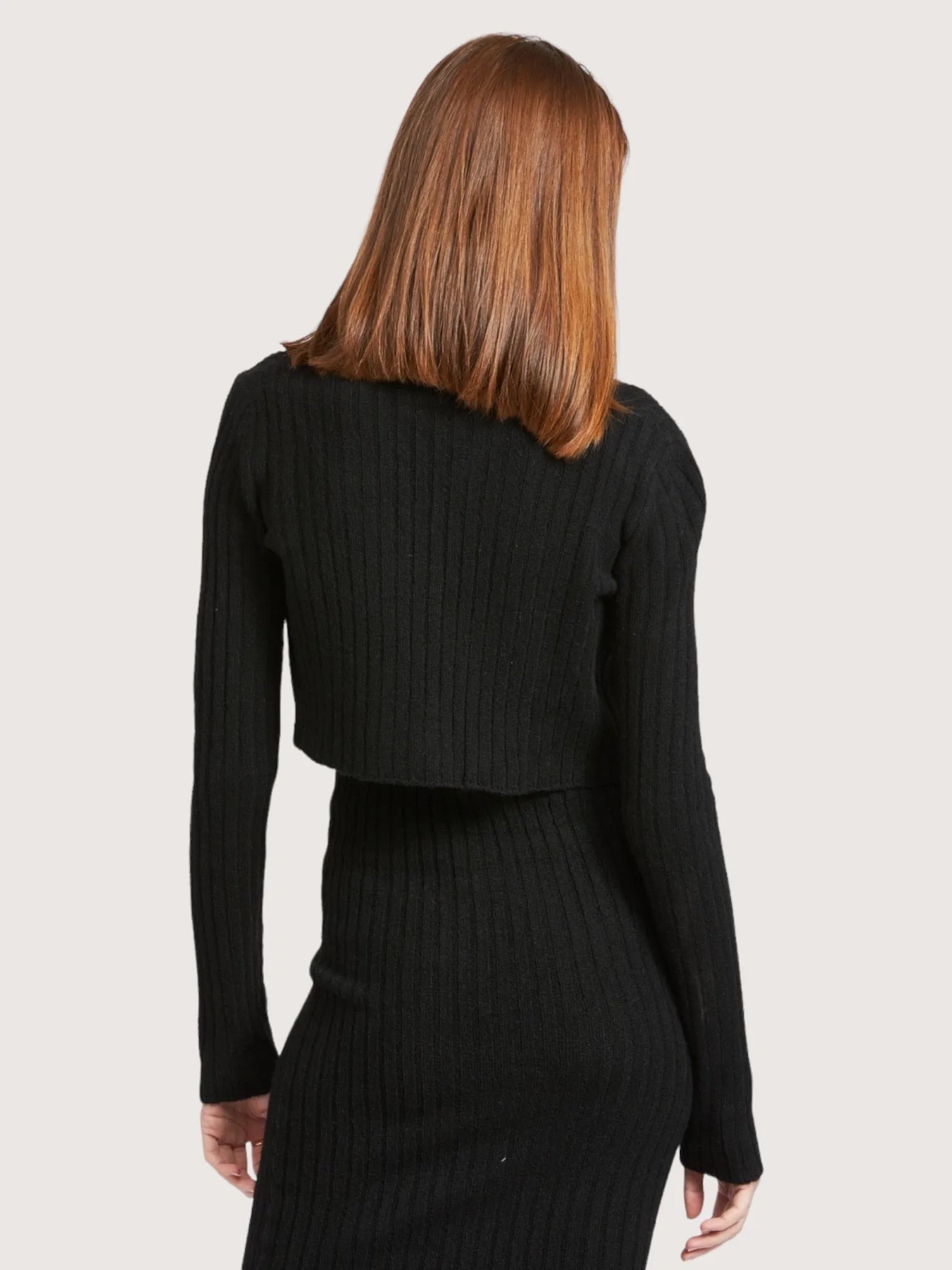 Ribbed Knit Cardigan | Black