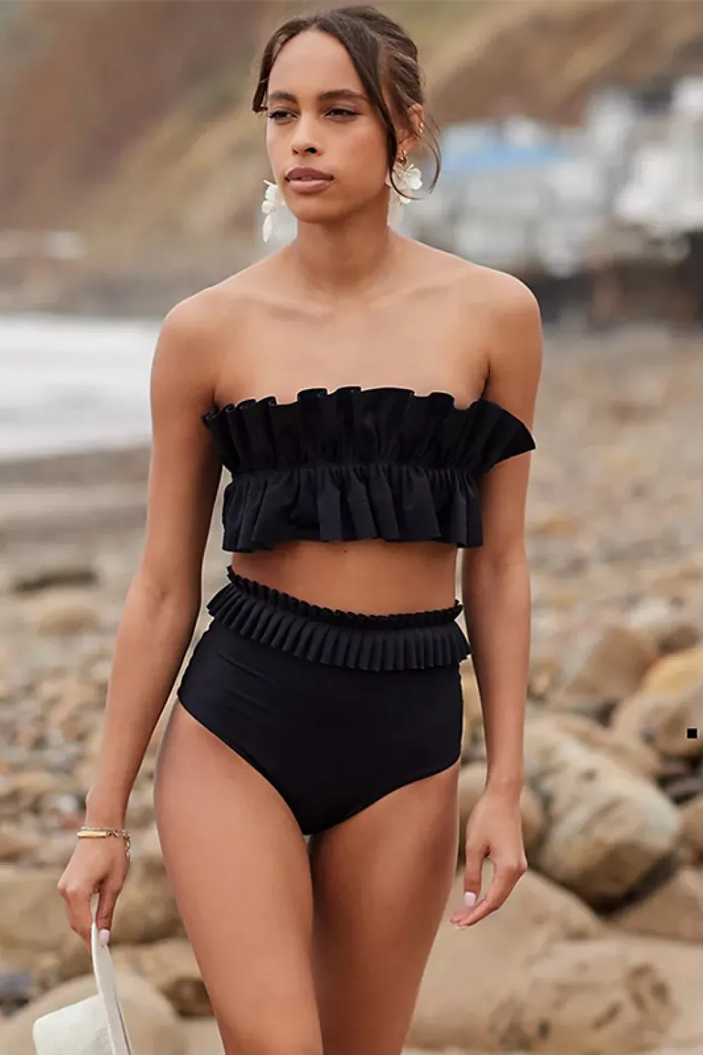 Ruffled Tie Back Two-Piece Bikini Set