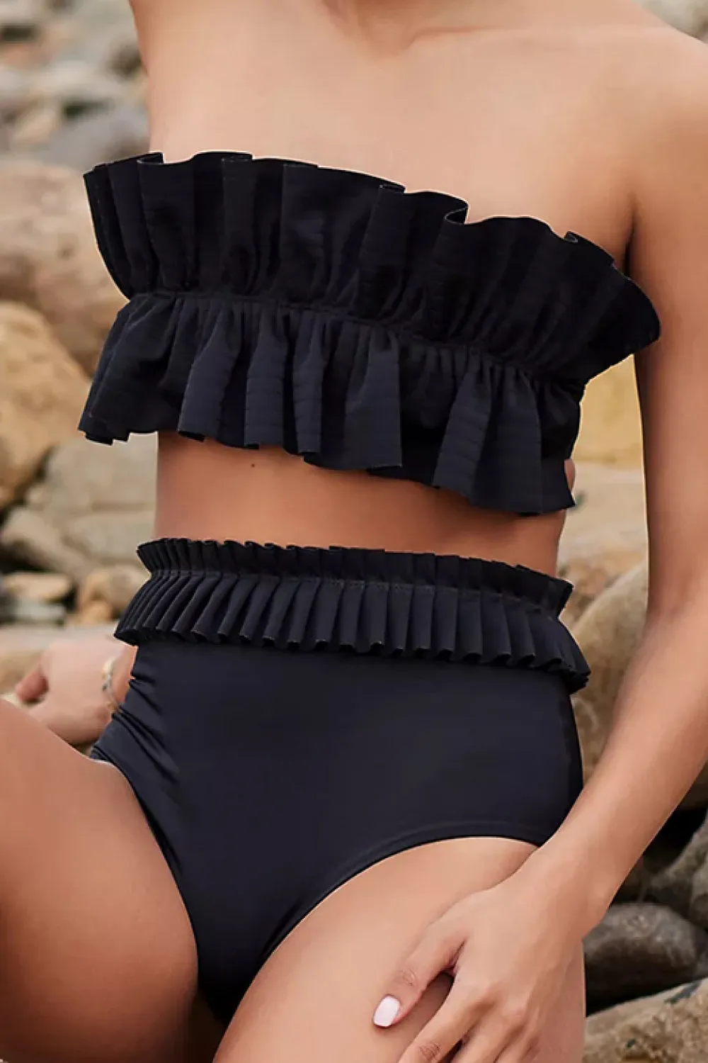 Ruffled Tie Back Two-Piece Bikini Set