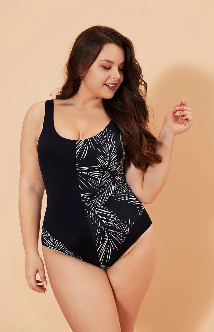 Shapellx Asymmetrical Print Shaping Swimsuit