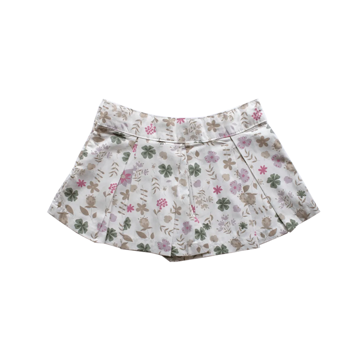 Short-Saia Flores Aquareladas Cru