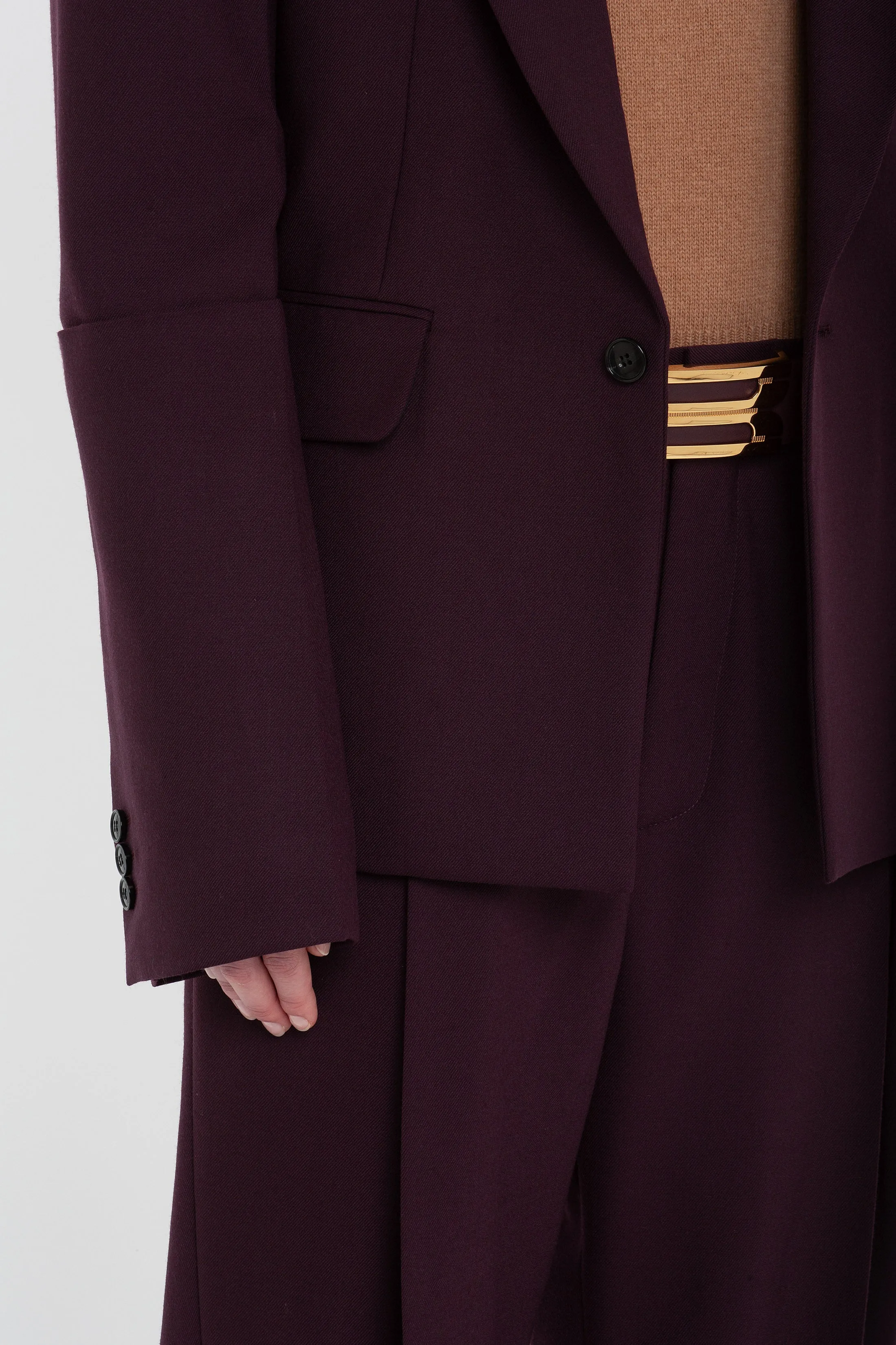 Sleeve Detail Patch Pocket Jacket In Deep Mahogany