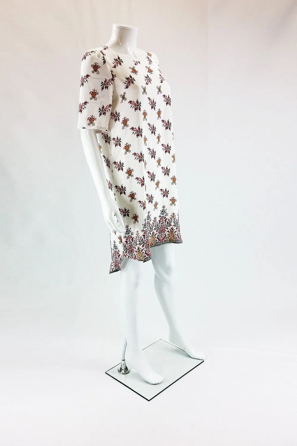 SOMERSET By Alice Temperley 100% Silk White Floral Print Shirt Dress (UK 8)