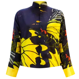 SPARKLE BY KAREN CHAN x Fung Yuen Butterfly Reserve【GOLDEN BIRDWING】100% Silk Mini Tang Jacket / Mini Kung Fu Jacket  (金裳鳳蝶)