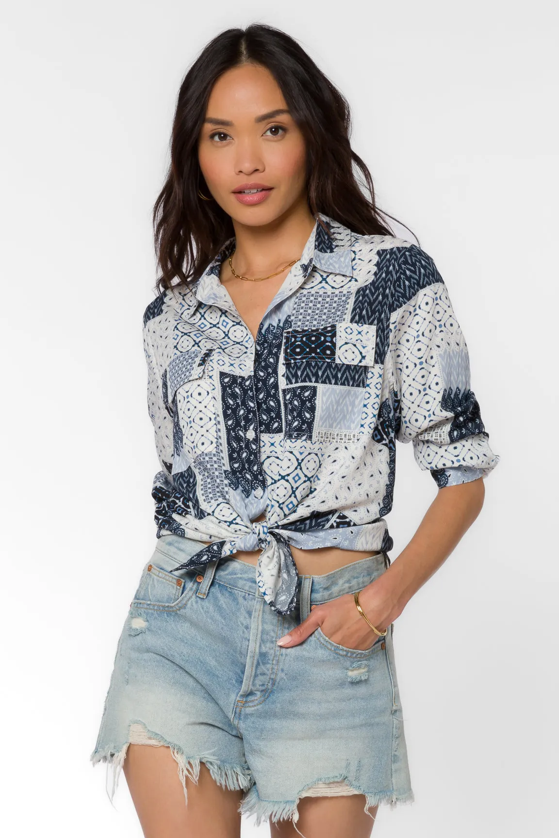 Talma Navy Patchwork Shirt