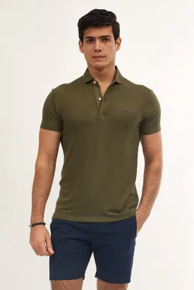 Textured Polo shirt - OLIVE