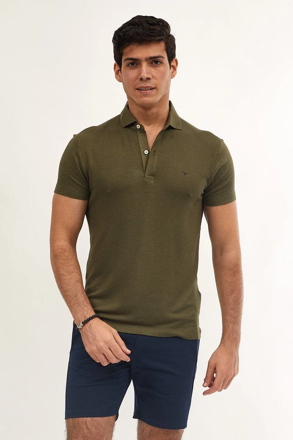 Textured Polo shirt - OLIVE