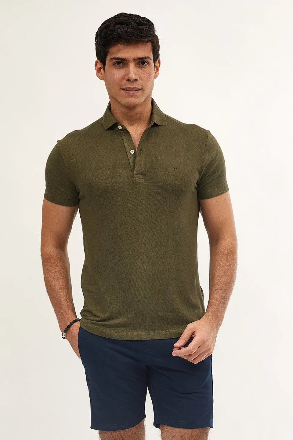 Textured Polo shirt - OLIVE