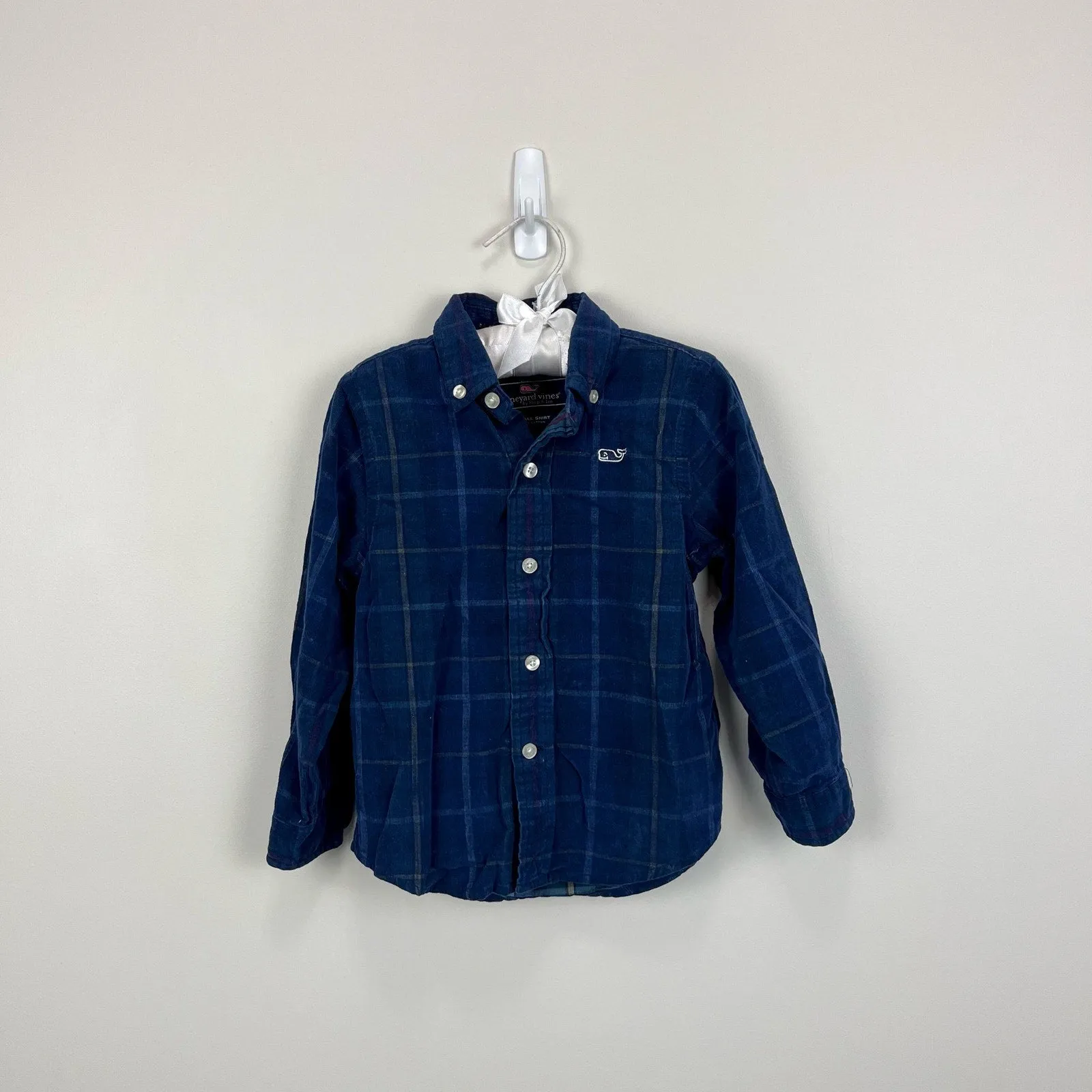 Vineyard Vines Boys Plaid Cord Whale Shirt 2T