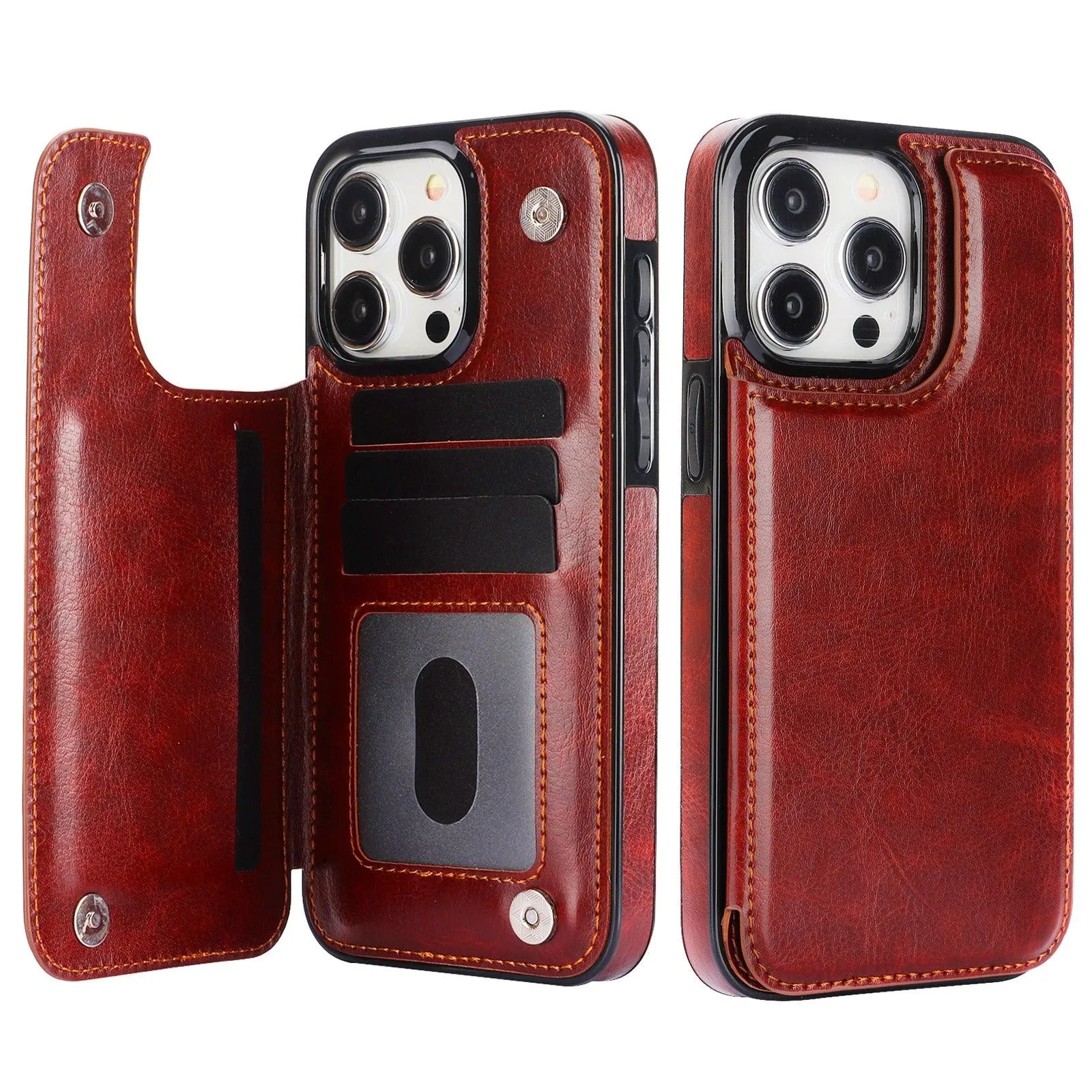 Vistor Leather Flip Wallet Case For iPhone 14-16 Series