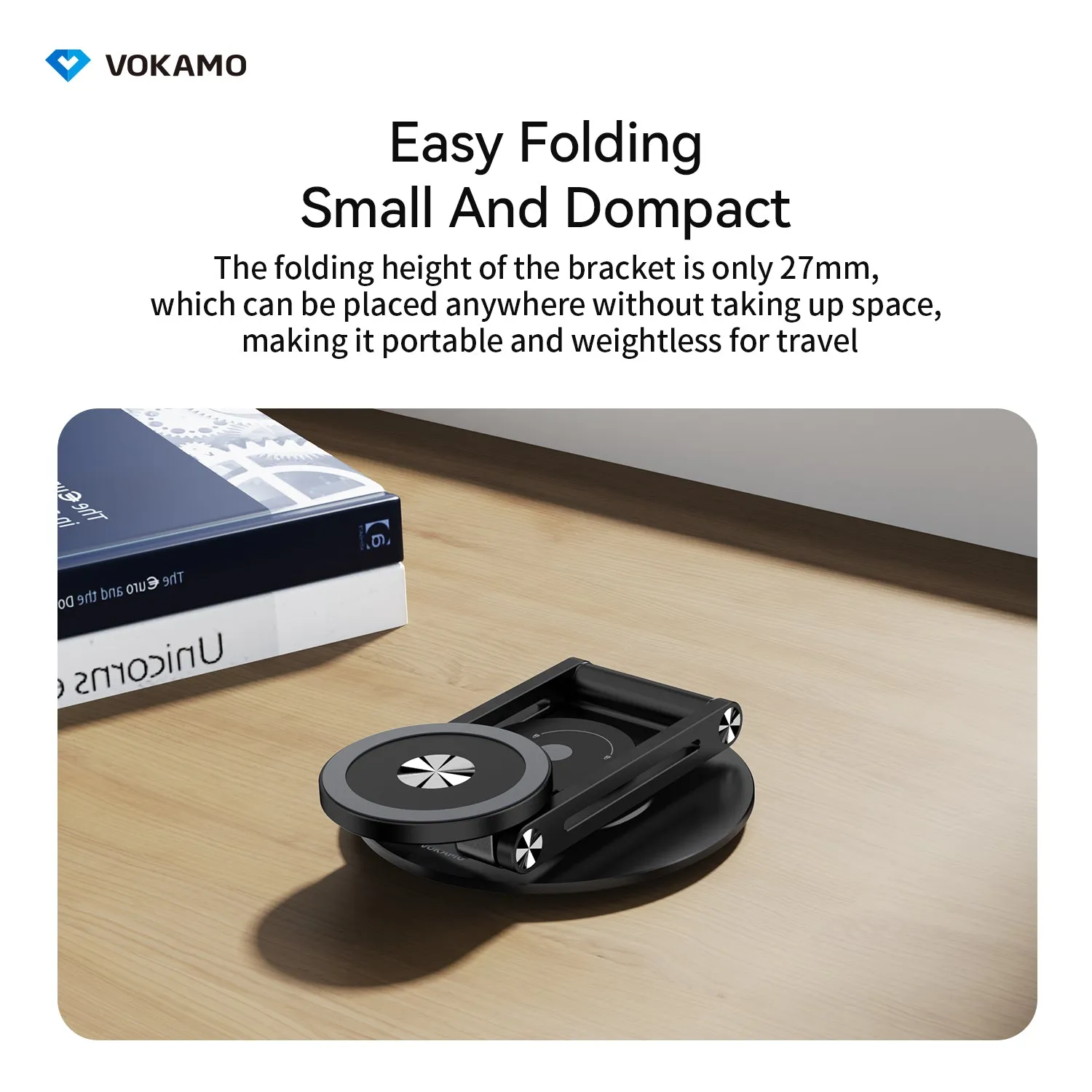 VOKAMO Alloy 360 Rotation Foldable Magnetic Phone Holder For Desk