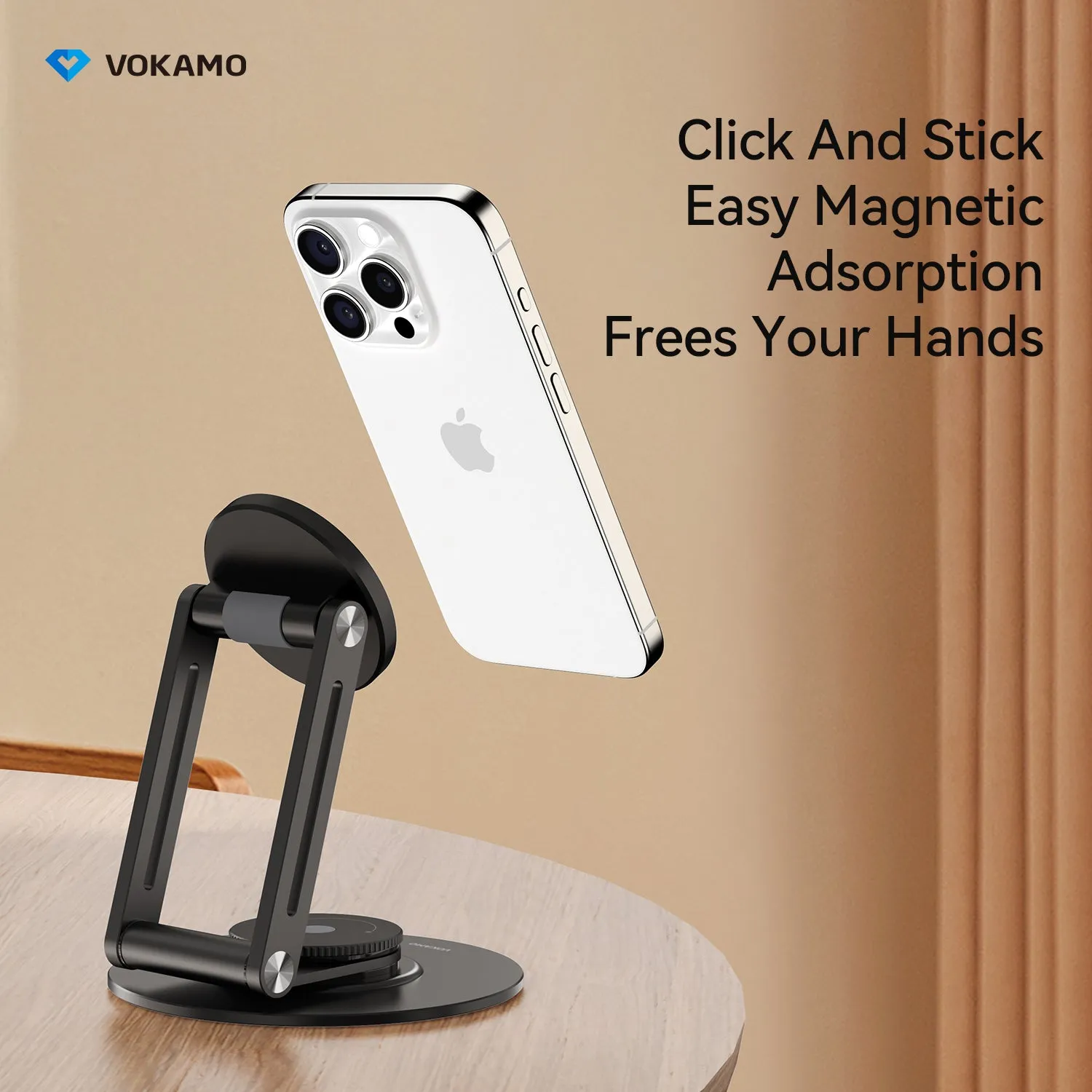 VOKAMO Alloy 360 Rotation Foldable Magnetic Phone Holder For Desk