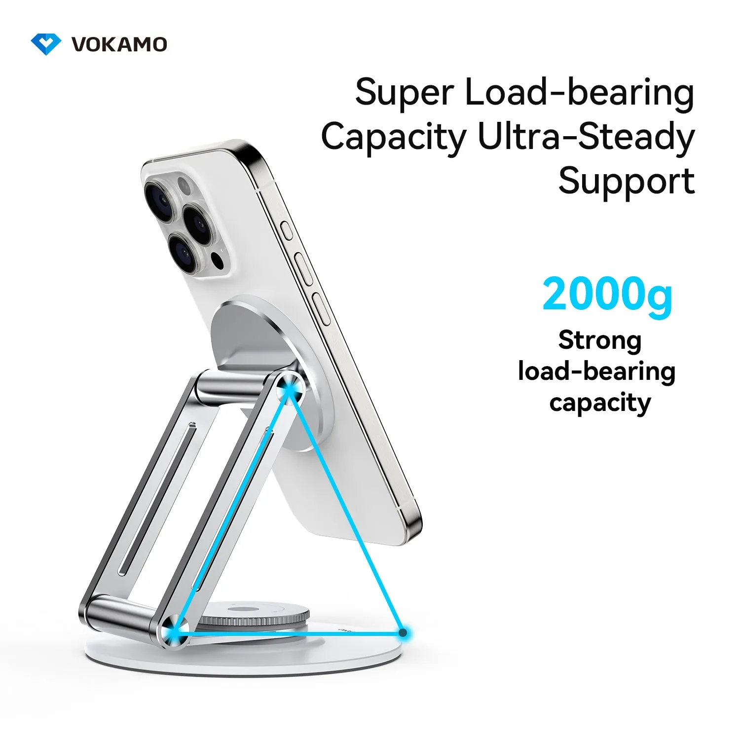 VOKAMO Alloy 360 Rotation Foldable Magnetic Phone Holder For Desk