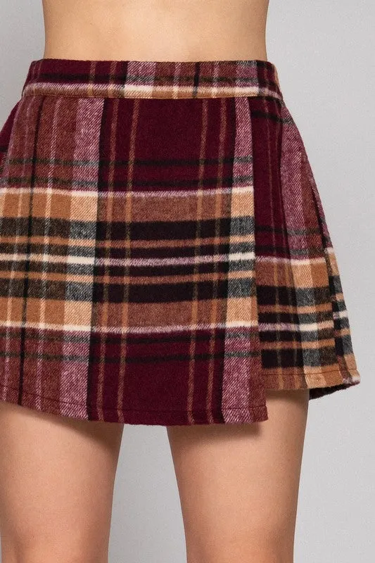 WENDY WRAP PLAID JACQUARD SKORT