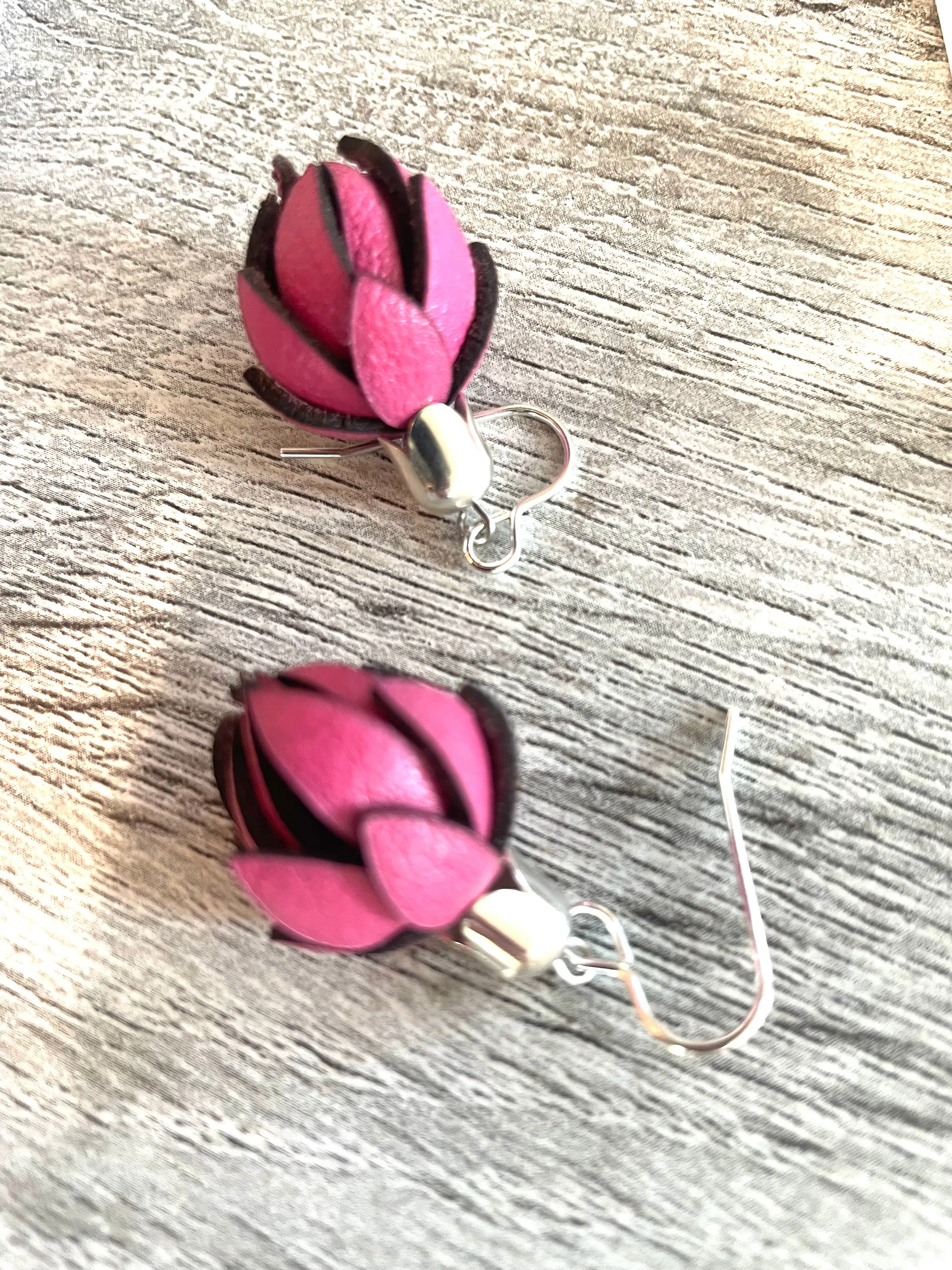 Wild Flower Buds -Hot pink on Ear Wires