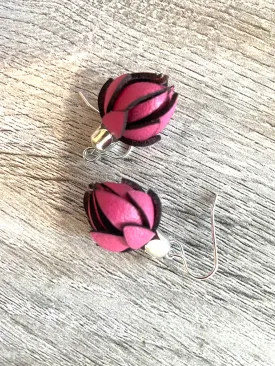 Wild Flower Buds -Hot pink on Ear Wires