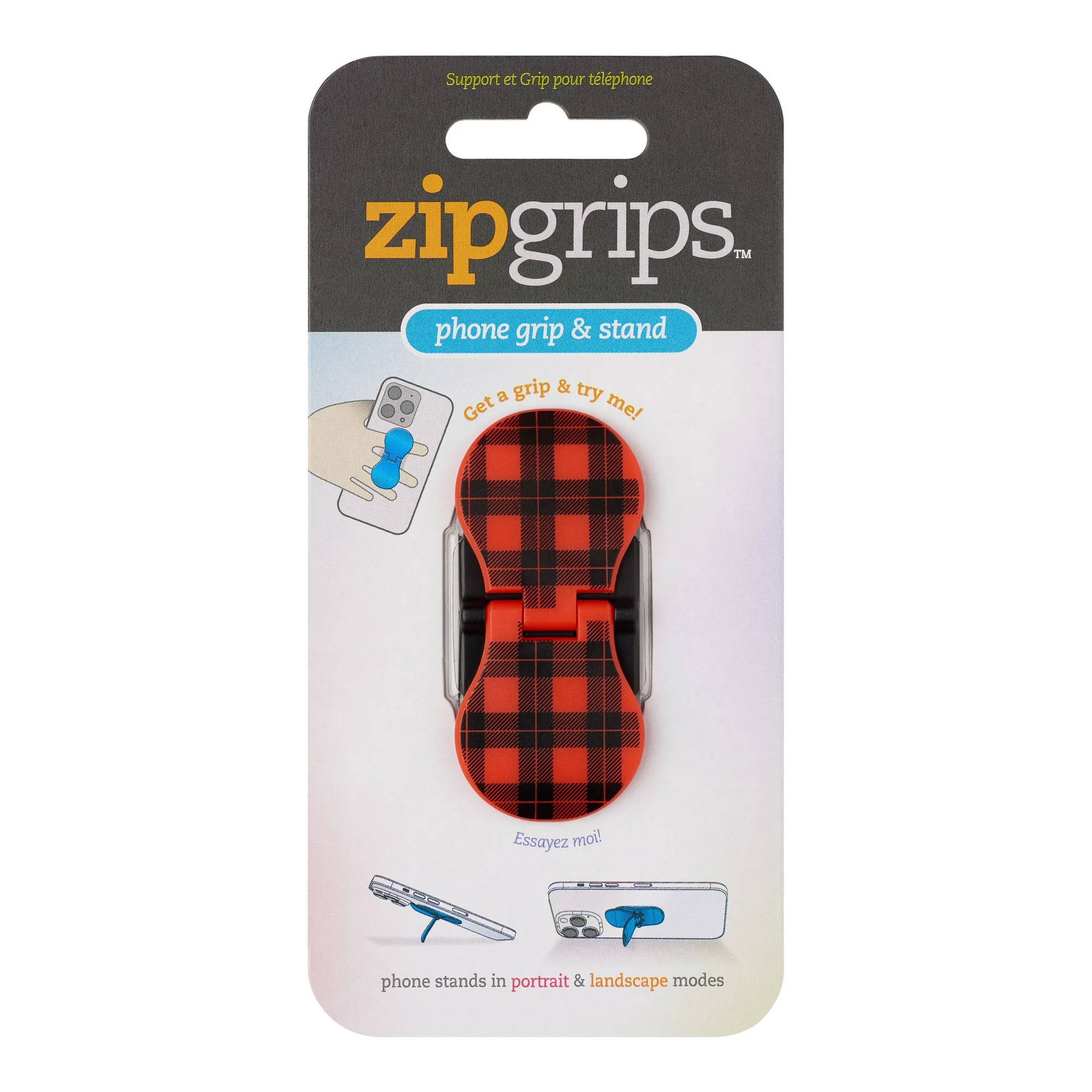 ZipGrips Phone Holder - Red Tartan